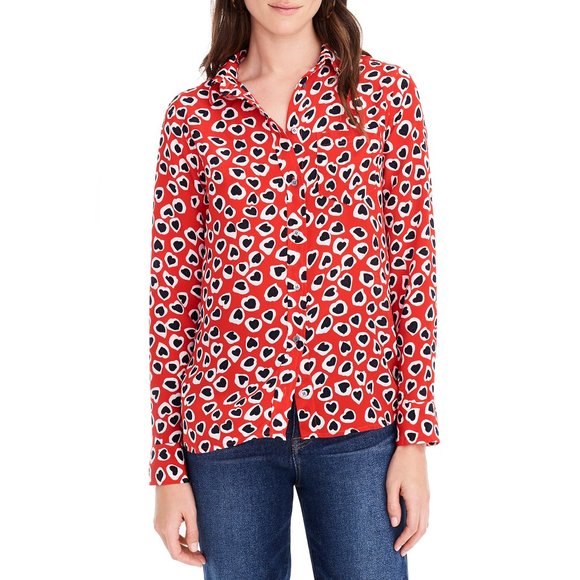 J. Crew Tops - J. Crew 4 silk Classic Fit Boy shirt heart print